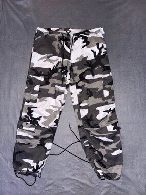 Rothco Women’s Camo Cargo Pants Small Gray Black Urban BDU Paratrooper Military